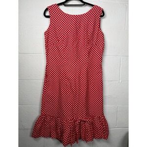 Red Polka Dot Mini Dress with Ruffle Hem